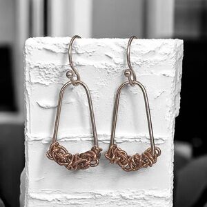 5 For $25💫Silver Geometric Style Antique Gold Chain Accent Earrings